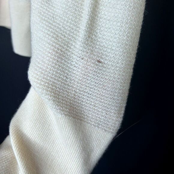 Women's 100% Extrafine Merino Wool Cream Hood Pullover Sweatshirt Quiet Luxury L - Picture 8 of 11